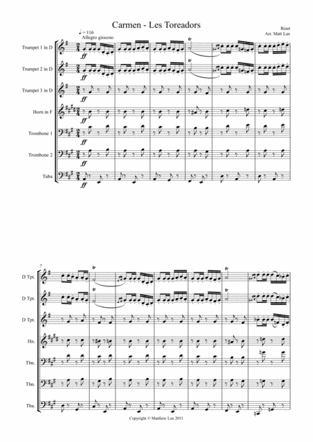 Les Toreadors From Bizets Carmen Brass Septet Page 2