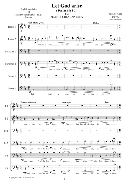 Let God Arise Psalm 68 For Male Choir A Cappella Page 2