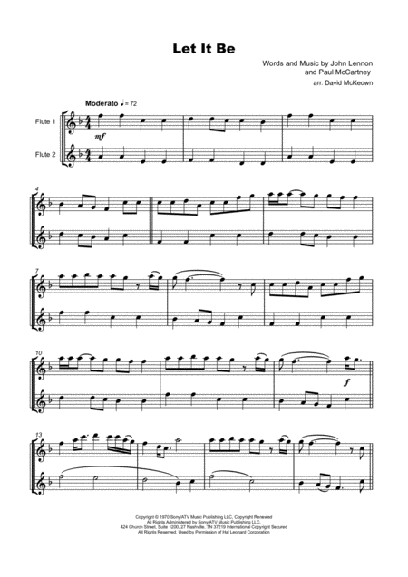 Let It Be By The Beatles For Flute Duet Page 2