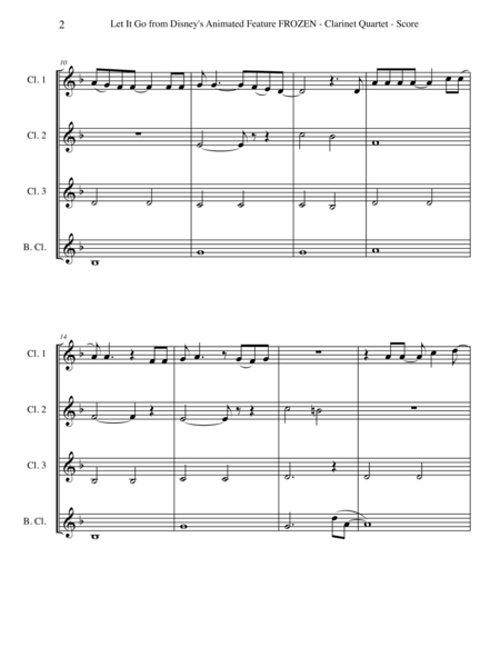 Let It Go From Disneys Animated Feature Frozen For Clarinet Quartet Page 2