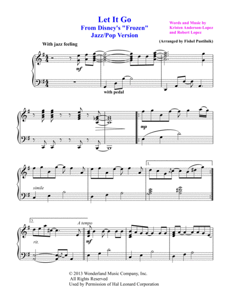 Let It Go From Frozen For Piano Page 2