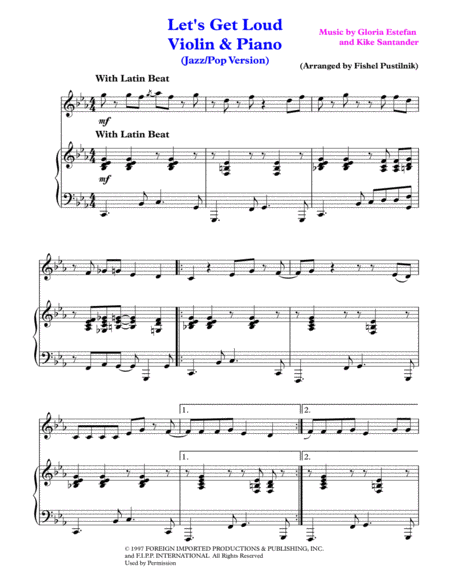 Lets Get Loud For Violin And Piano Video Page 2