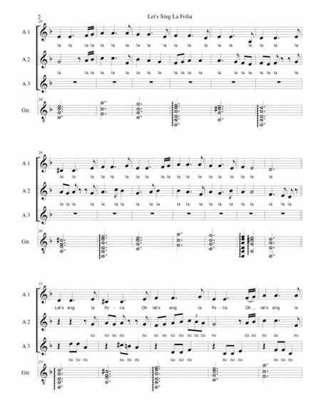 Lets Sing La Folia For Three Alto Parts And Guitar Page 2