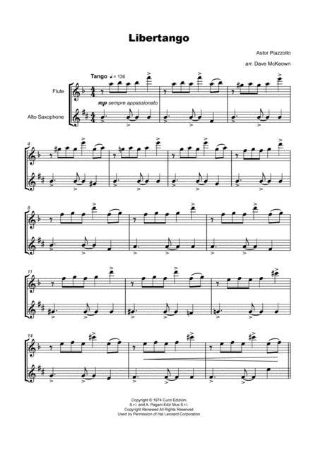 Libertango For Flute And Alto Saxophone Duet Page 2