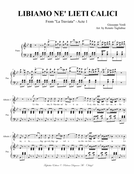 Libiamo Ne Lieti Calici From La Traviata Acte 1 Verdi Arr For Soli Satb Choir And Piano Pdf File With Embedded Mp3 Files Of The Individual Parts Page 2