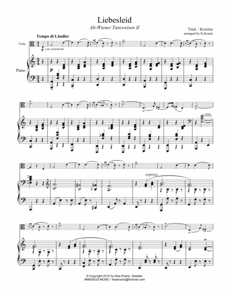 Liebesleid For Viola And Piano Page 2
