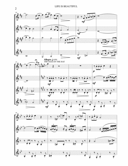 Life Is Beautiful La Vita E Bella Clarinet Quartet Page 2