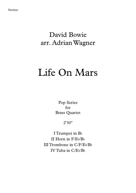 Life On Mars David Bowie Brass Quartet Arr Adrian Wagner Page 2