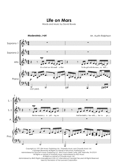 Life On Mars Ssa With Piano Page 2