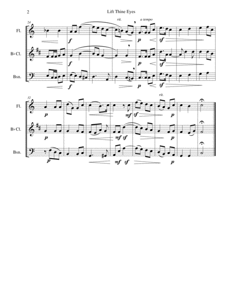 Lift Thine Eyes From Elijah For Flute Clarinet And Bassoon Page 2