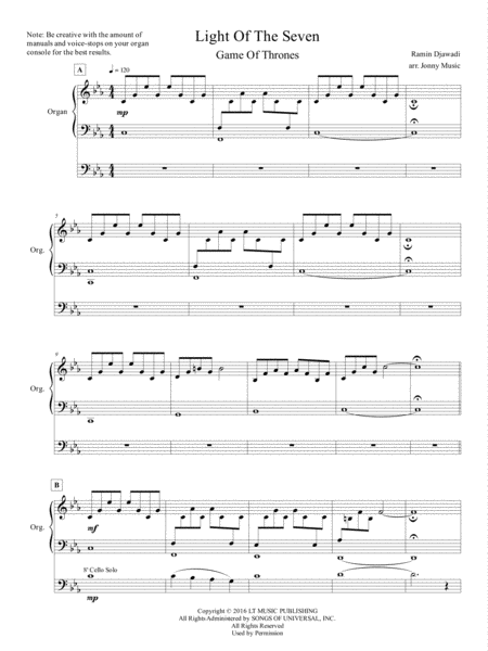 Light Of The Seven Game Of Thrones Arranged For Organ Page 2