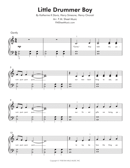 Little Drummer Boy Easy Piano Page 2