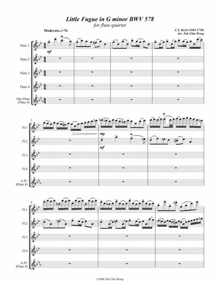 Little Fugue In G Minor Arranged For Flute Quartet Page 2