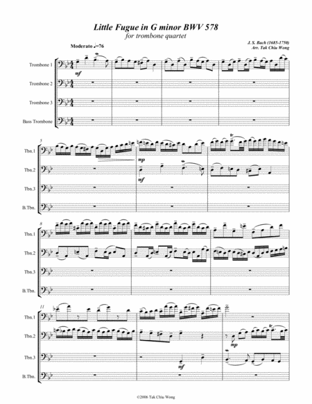 Little Fugue In G Minor Arranged For Trombone Quartet Page 2