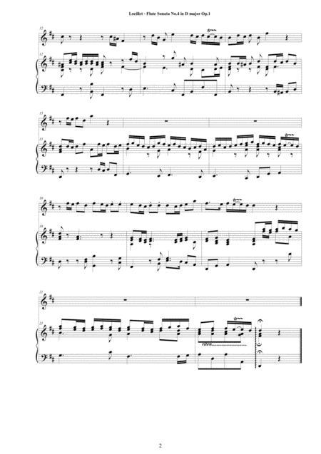 Loeillet Flute Sonata No 4 In D Major Op 1 For Flute And Harpsichord Or Piano Page 2