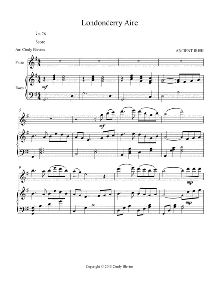 Londonderry Aire Danny Boy Arranged For Harp And Flute Page 2