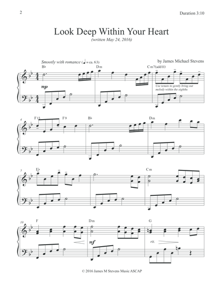 Look Deep Within Your Heart Piano Solo Page 2
