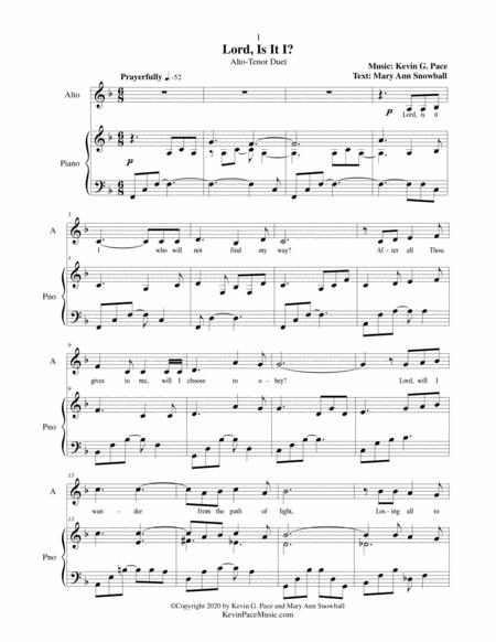 Lord Is It I Sacred Vocal Duet Alto Tenor With Piano Accompaniment Page 2