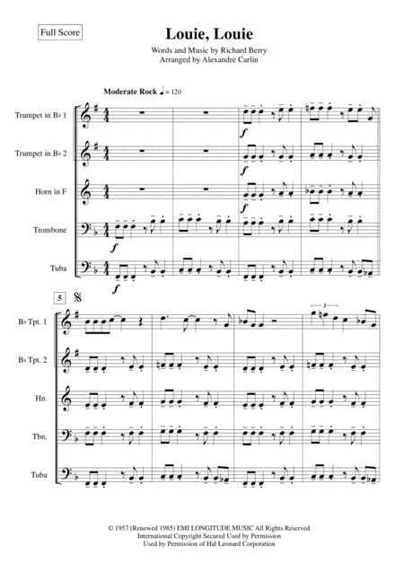 Louie Louie Brass Quintet Page 2