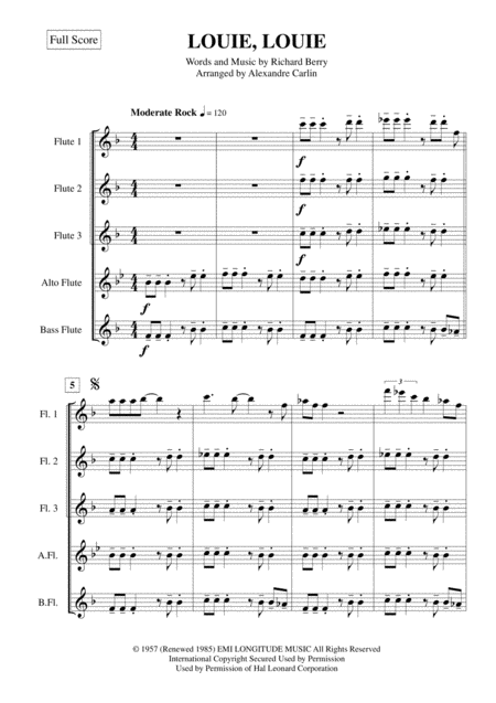 Louie Louie Flute Choir Or Ensemble Page 2