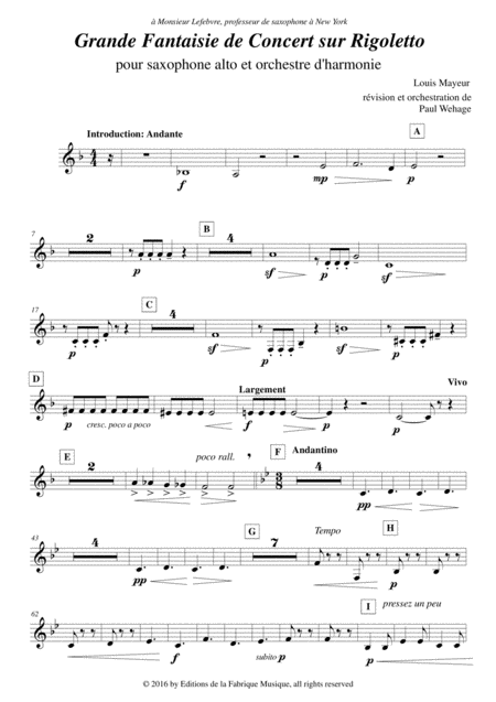 Louis Mayeur Grande Fantaisie De Concert Sur Rigoletto De Verdi For Alto Saxophone And Concert Band Bb Euphonium Part Page 2