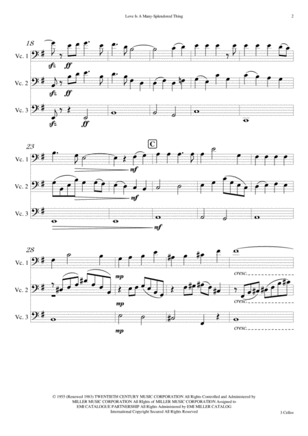 Love Is A Many Splendored Thing Cello Trio Page 2