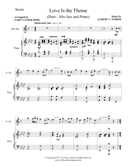 Love Is The Theme Duet Alto Sax Piano With Score Part Page 2