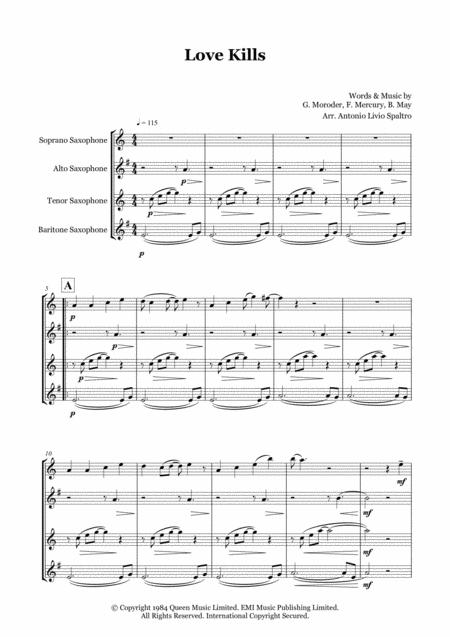 Love Kills Queen For Saxophone Quartet Page 2