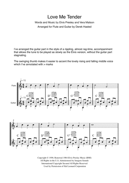 Love Me Tender For Easy Flute Guitar Page 2