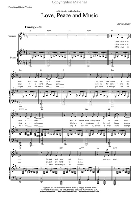 Love Peace And Music Piano Vocal Guitar Score Page 2