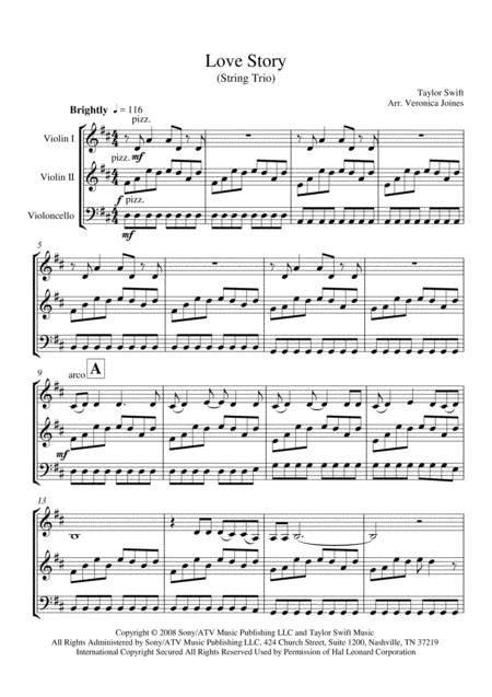 Love Story For String Trio Violin 1 Violin 2 Cello Page 2