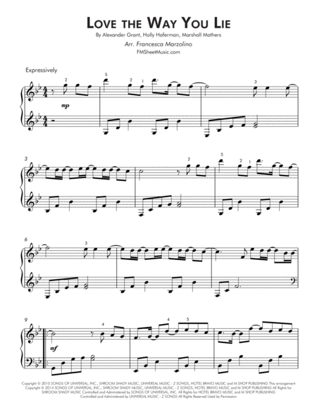 Love The Way You Lie Intermediate Lyrical Piano Page 2