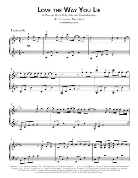 Love The Way You Lie Late Intermediate Lyrical Piano Page 2