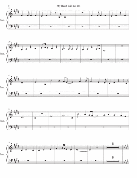 Love Theme From Titanic Original Key Piano Page 2