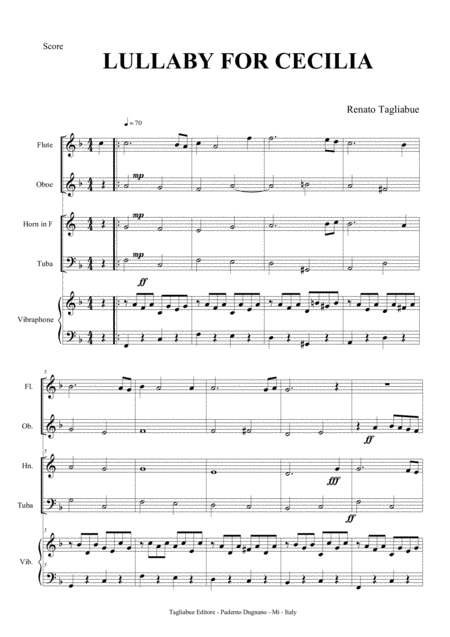 Lullaby For Cecilia Tagliabue Per Flauto Oboe Corno In F Tuba E Vibraphone Page 2