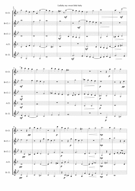 Lullaby My Sweet Little Baby For Clarinet Quintet E Flat 2 B Flats Alto Bass Page 2