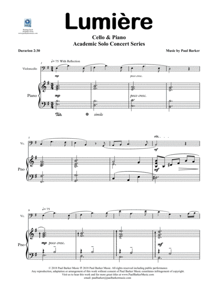 Lumire For Cello Piano Score Parts Page 2