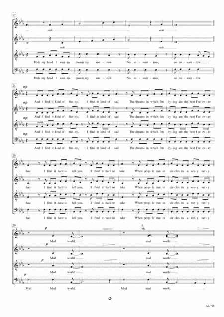 Mad World Satb A Cappella Page 2