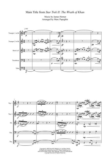 Main Title From Star Trek Ii The Wrath Of Khan Brass Quintet Page 2