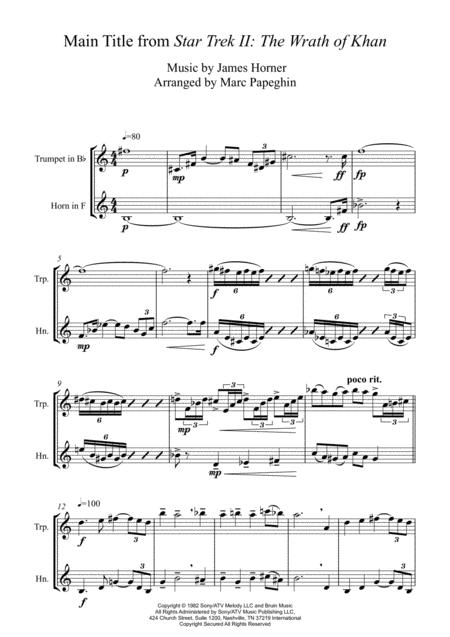 Main Title From Star Trek Ii The Wrath Of Khan French Horn Trumpet Duet Page 2