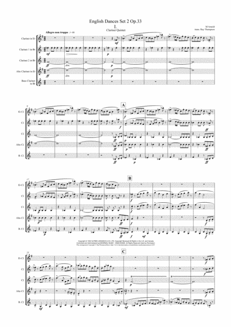 Malcolm Arnold English Dances Set 2 Op 33 Complete Clarinet Quintet Page 2