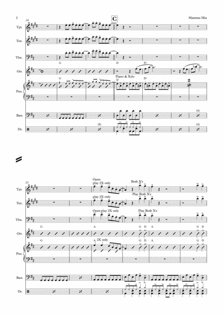 Mamma Mia Vocal With Band 3 Horns Key Of D Page 2
