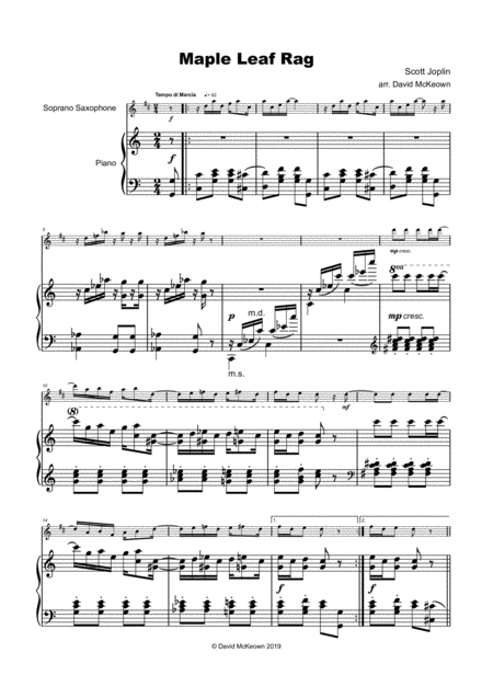 Maple Leaf Rag By Scott Joplin For Soprano Saxophone And Piano Page 2