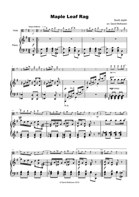 Maple Leaf Rag By Scott Joplin For Viola And Piano Page 2