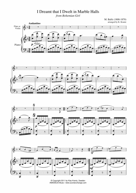 Marble Halls For Flute Or Violin And Piano Page 2