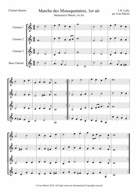 Marche Des Mosquetaires Musketeers March By J B Lully For Clarinet Quartet Page 2