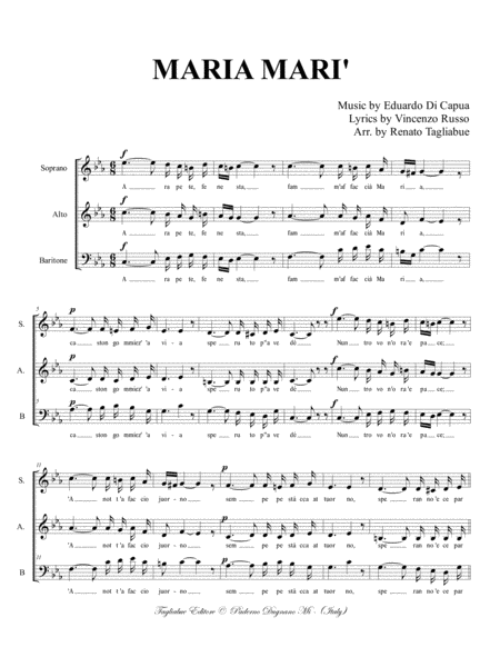 Maria Mari Neapolitan Folk Song Arr For Sabar Choir Page 2