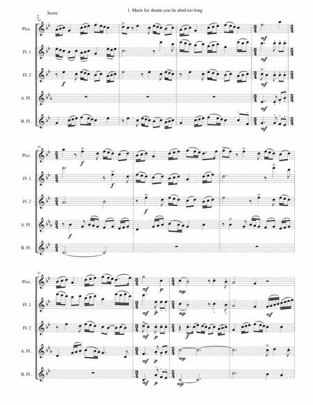 Marie For Shame You Lie Abed Too Long For Flute Quintet Piccolo 2 Flutes Alto Flute And Bass Flute Page 2