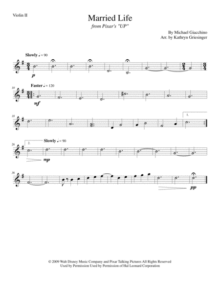 Married Life Up Theme String Quartet Page 2