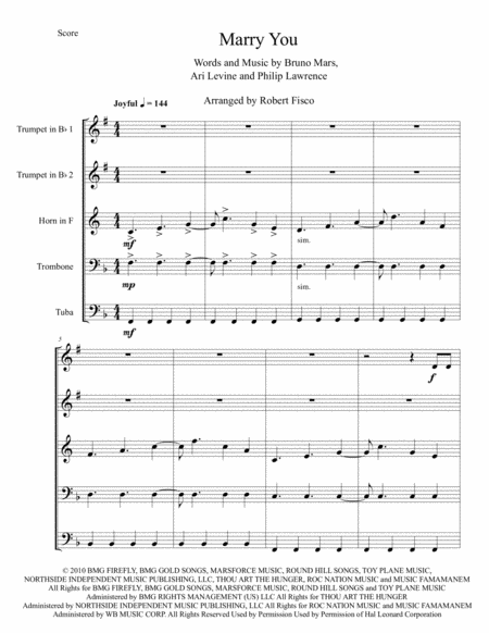 Marry You Bruno Mars For Brass Quintet Page 2